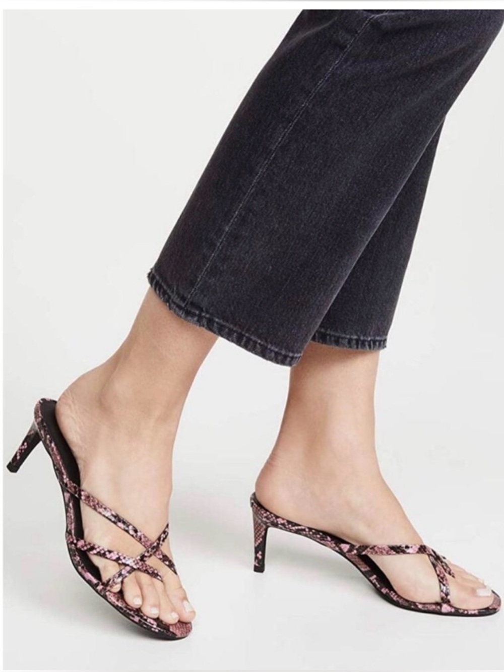 NIB Jeffrey Campbell Ficelle Sandals in Bright Pink Snake Leather Women's 7.5